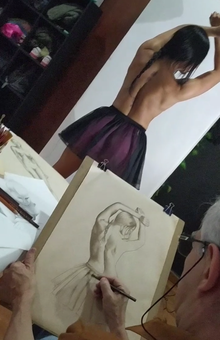 drawing session with live model